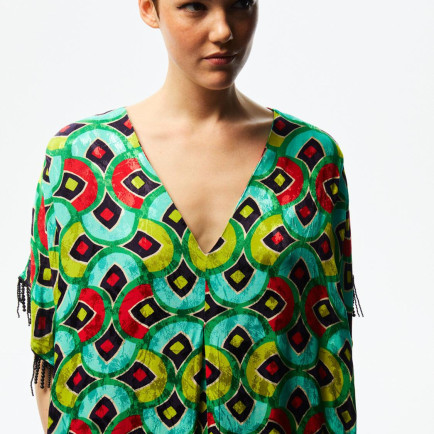 Desenli Dökümlü Kaftan Desenli Dökümlü Kaftan