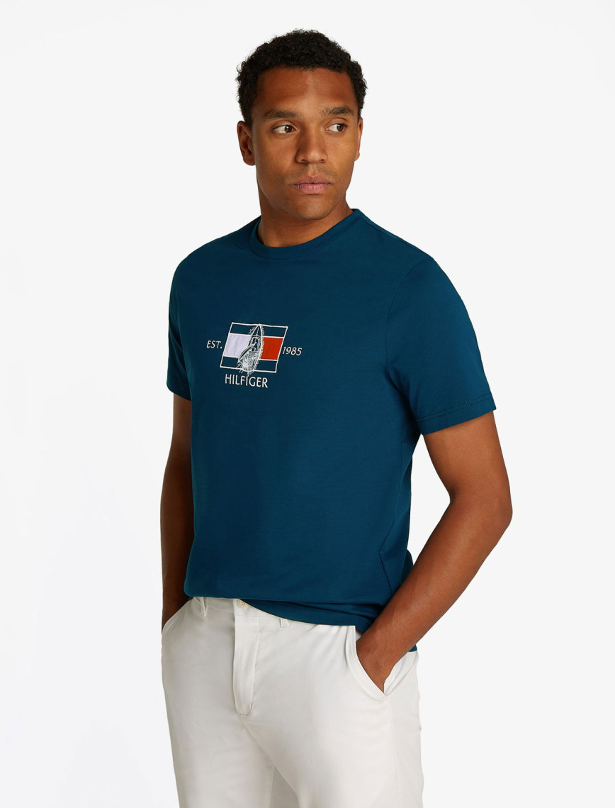 Tommy Hilfiger Flag Sailing Erkek Mavi T-Shirt Tommy Hilfiger Flag Sailing Erkek Mavi T-Shirt