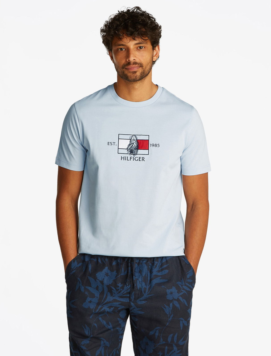 Tommy Hilfiger Flag Sailing Erkek Mavi T-Shirt Tommy Hilfiger Flag Sailing Erkek Mavi T-Shirt
