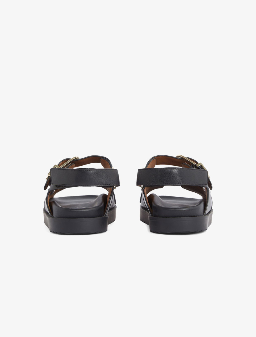 Tommy Hilfiger Leather Sporty Kadın Siyah Sandalet Tommy Hilfiger Leather Sporty Kadın Siyah Sandalet