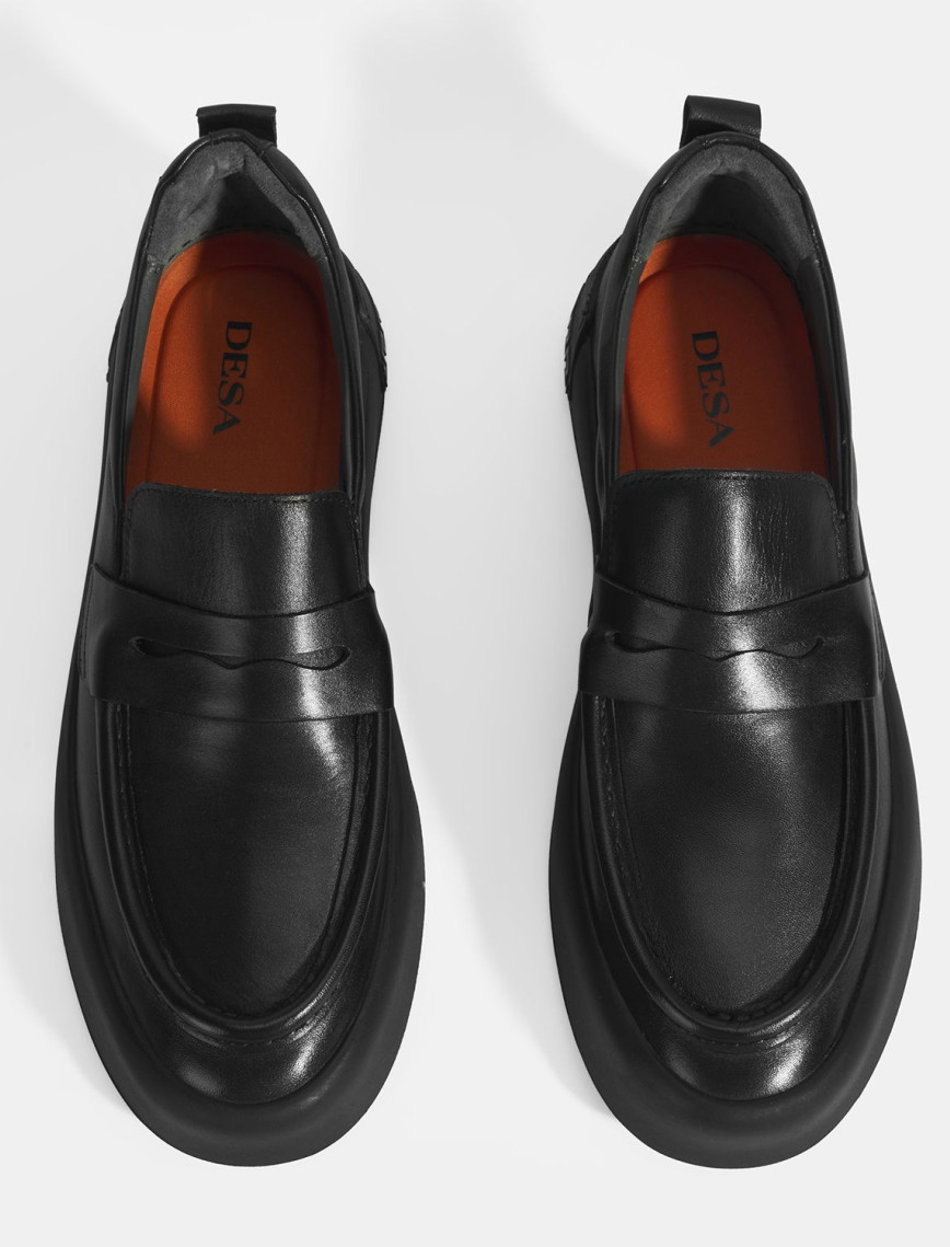 Erkek Siyah Slip-On Deri Loafer Erkek Siyah Slip-On Deri Loafer