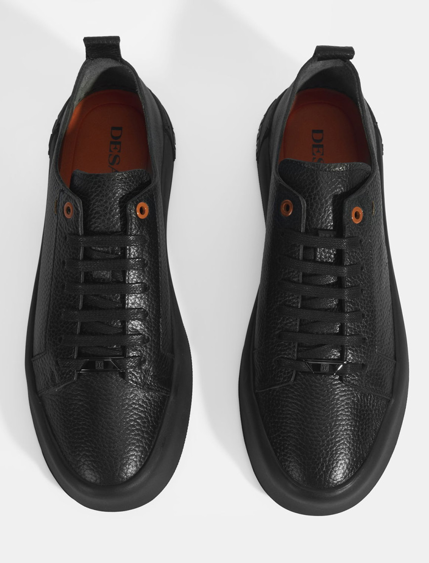 Erkek Siyah Bağcıklı Deri Spor Ayakkabı Erkek Siyah Bağcıklı Deri Spor Ayakkabı