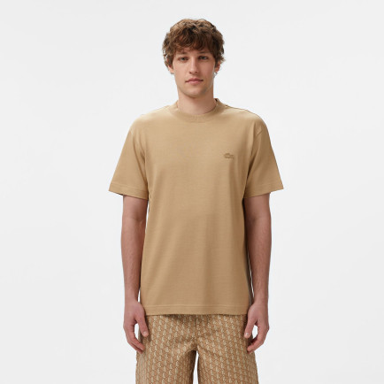 Lacoste Erkek Relaxed Fit Bisiklet Yaka Bej T-Shirt Lacoste Erkek Relaxed Fit Bisiklet Yaka Bej T-Shirt