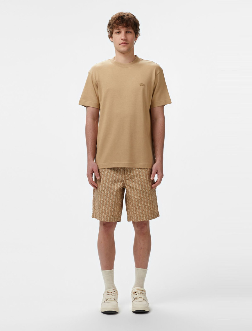 Lacoste Erkek Relaxed Fit Bisiklet Yaka Bej T-Shirt Lacoste Erkek Relaxed Fit Bisiklet Yaka Bej T-Shirt