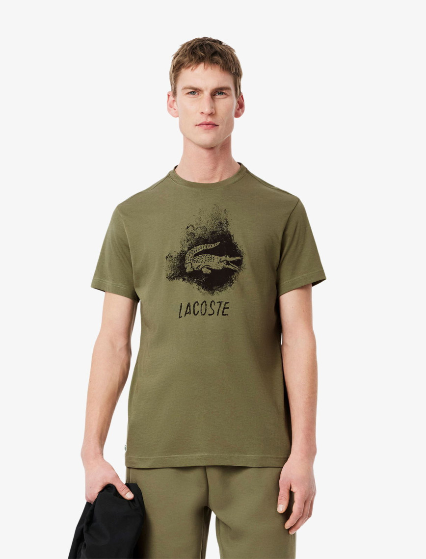 Lacoste Erkek Regular Fit Bisiklet Yaka Baskılı Haki T-Shirt Lacoste Erkek Regular Fit Bisiklet Yaka Baskılı Haki T-Shirt