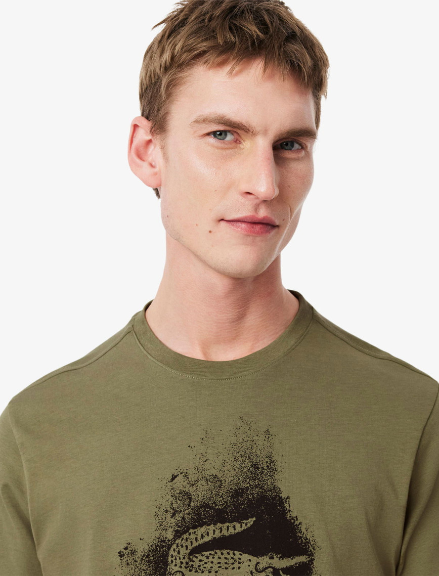 Lacoste Erkek Regular Fit Bisiklet Yaka Baskılı Haki T-Shirt Lacoste Erkek Regular Fit Bisiklet Yaka Baskılı Haki T-Shirt