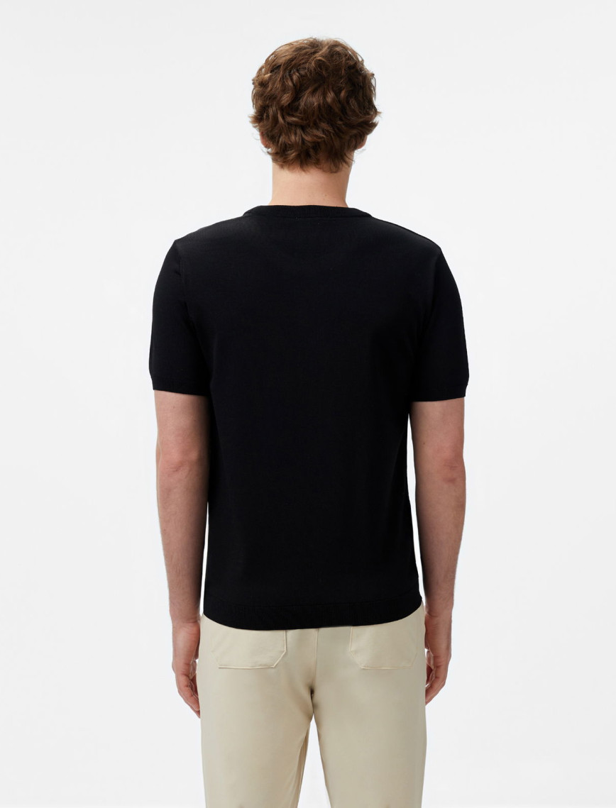 Lacoste Erkek Regular Fit Kısa Kollu Bisiklet Yaka Siyah Triko