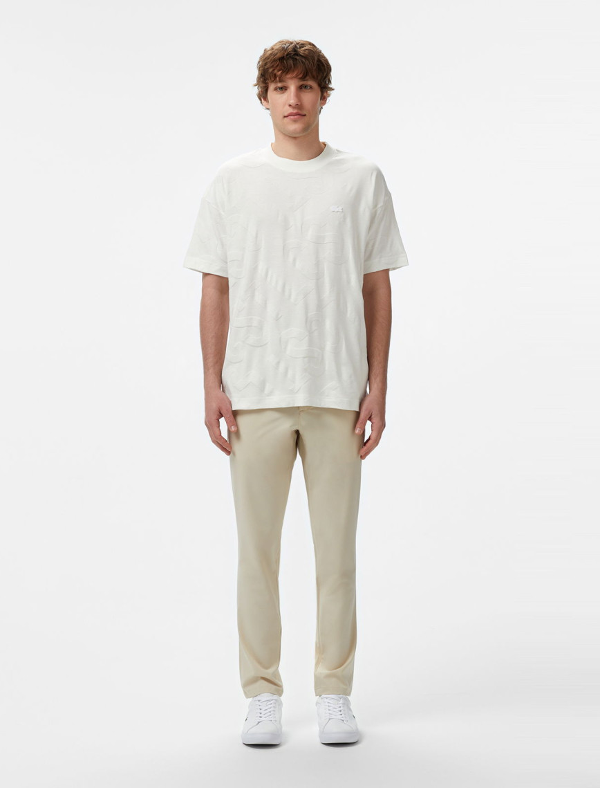 Lacoste Erkek Bisiklet Yaka Desenli Beyaz T-Shirt Lacoste Erkek Bisiklet Yaka Desenli Beyaz T-Shirt