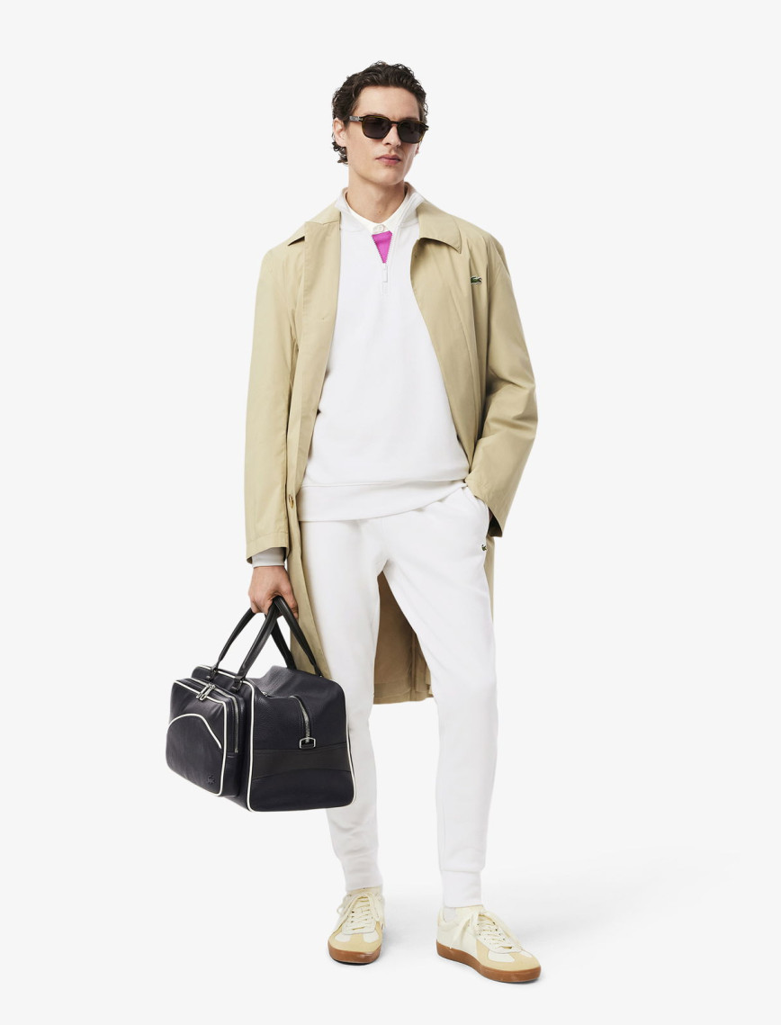 Lacoste Erkek Classic Fit Yarım Fermuarlı Beyaz Sweatshirt