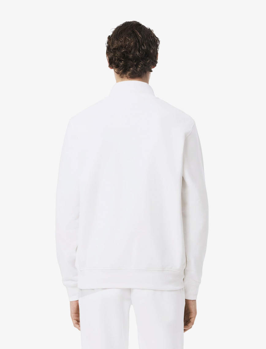 Lacoste Erkek Classic Fit Yarım Fermuarlı Beyaz Sweatshirt