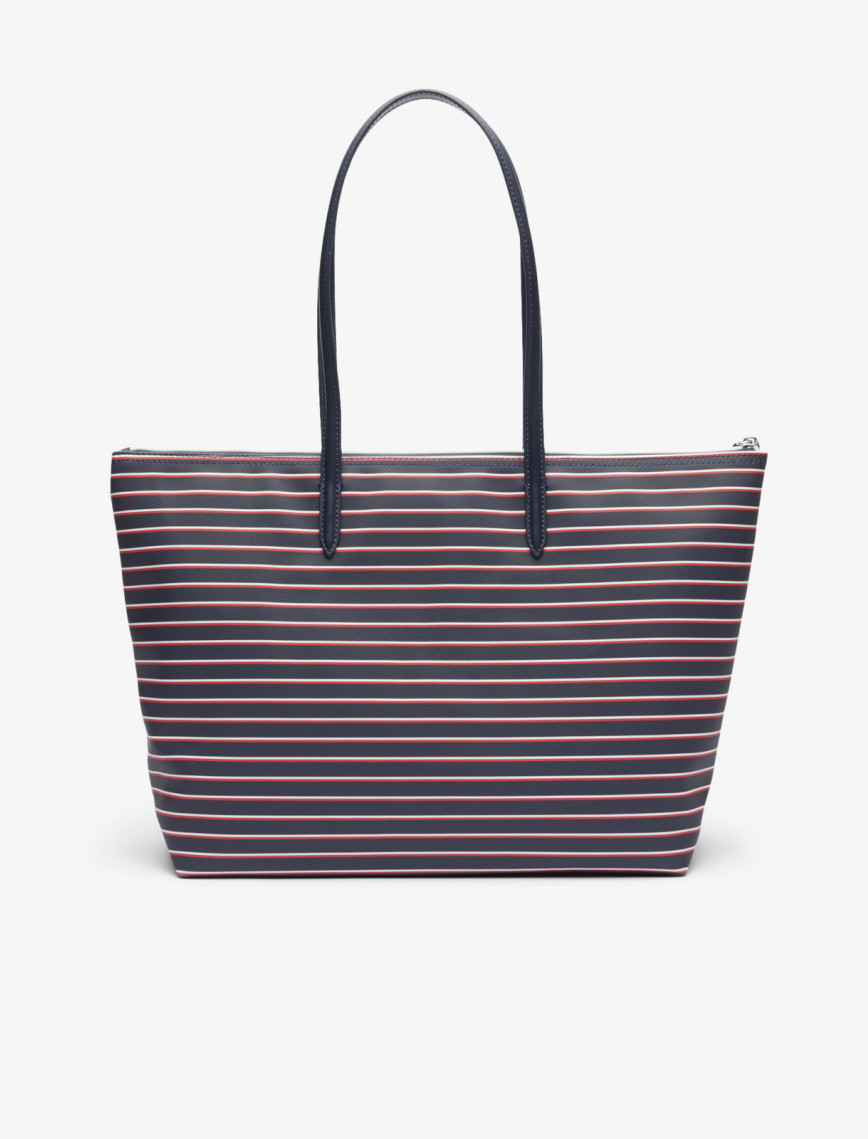 Lacoste Large L.12.12 Kadın Çizgili Siyah Omuz Çantası Lacoste Large L.12.12 Kadın Çizgili Siyah Omuz Çantası