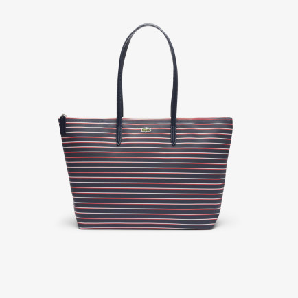 Lacoste Large L.12.12 Kadın Çizgili Siyah Omuz Çantası Lacoste Large L.12.12 Kadın Çizgili Siyah Omuz Çantası