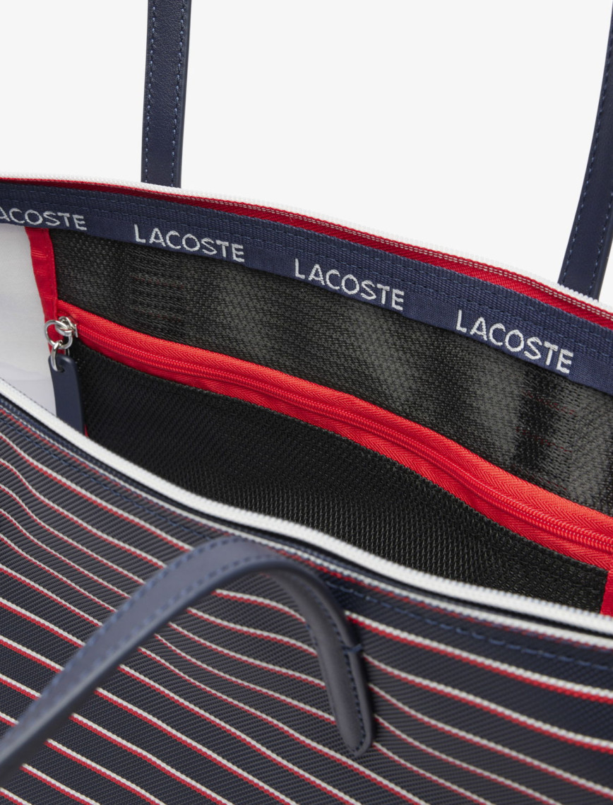 Lacoste Large L.12.12 Kadın Çizgili Siyah Omuz Çantası Lacoste Large L.12.12 Kadın Çizgili Siyah Omuz Çantası