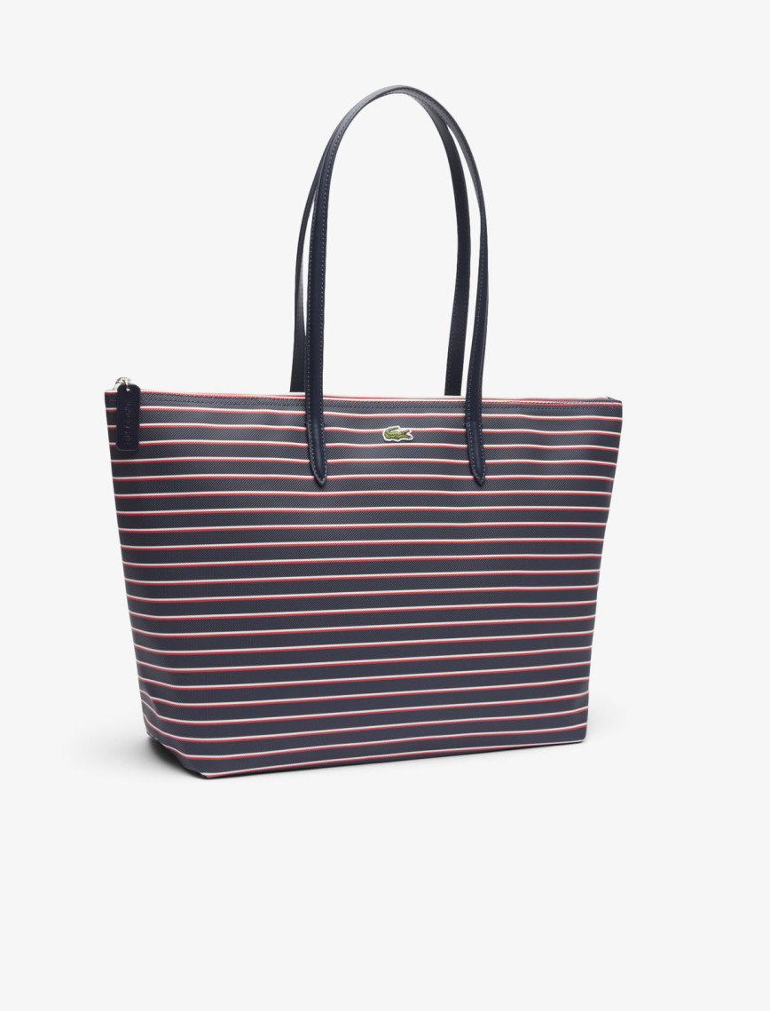 Lacoste Large L.12.12 Kadın Çizgili Siyah Omuz Çantası Lacoste Large L.12.12 Kadın Çizgili Siyah Omuz Çantası