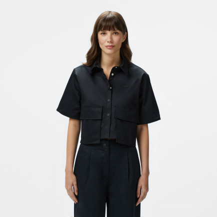 Lacoste Kadın Regular Fit Yarım Kollu Siyah Gömlek Lacoste Kadın Regular Fit Yarım Kollu Siyah Gömlek