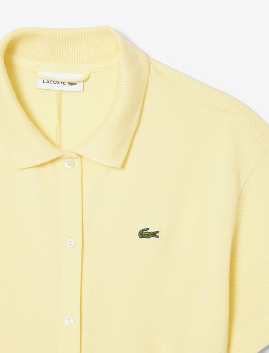 Lacoste Kadın Flare Fit Kısa Kollu Polo Yaka Sarı Elbise