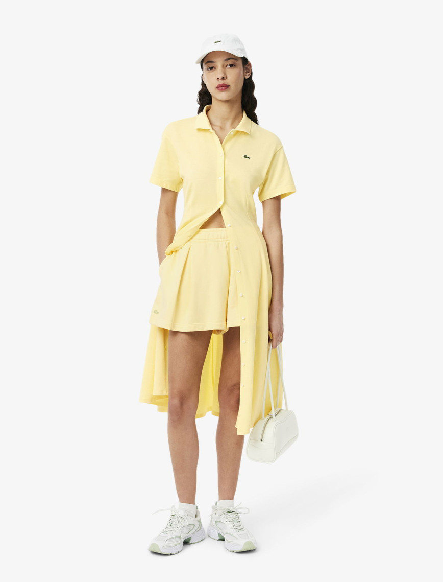 Lacoste Kadın Flare Fit Kısa Kollu Polo Yaka Sarı Elbise