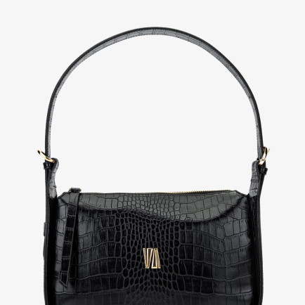 Valmenti Kadın Vegan Siyah Kroko Omuz Çanta
