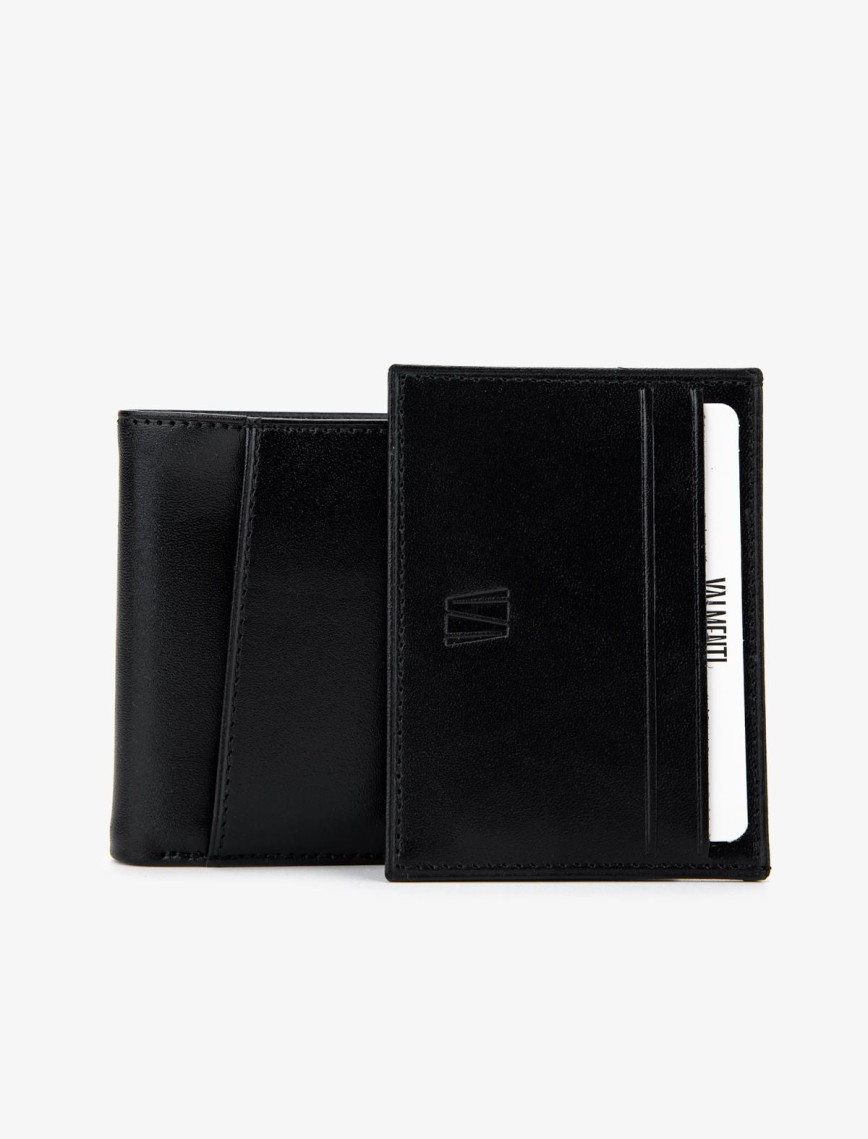 Valmenti Erkek Hakiki Deri Siyah Deri Cüzdan Cuzdan