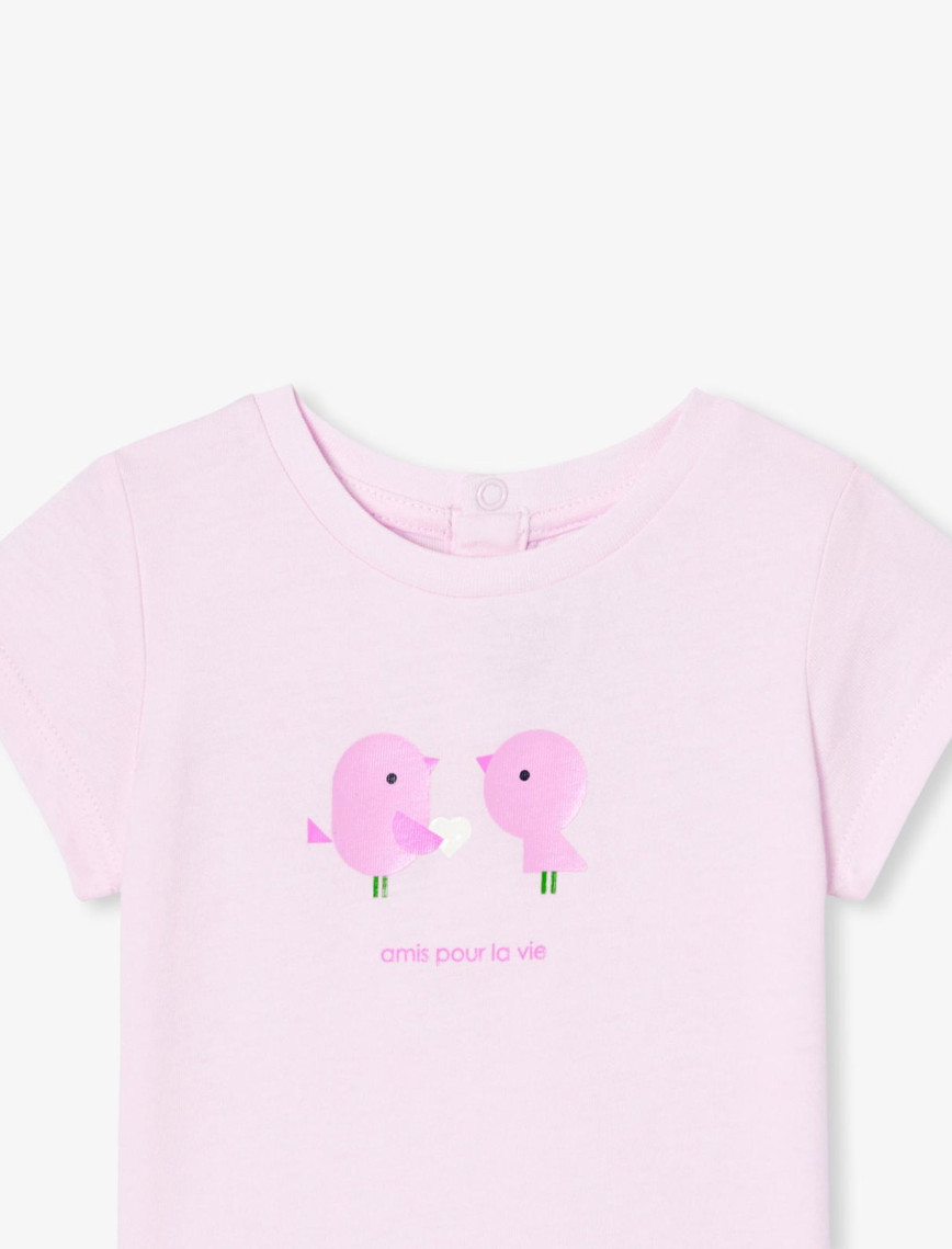 Jacadi Paris Kız Bebek Manşet Kol Baskılı T-Shirt Jacadi Paris Kız Bebek Manşet Kol Baskılı T-Shirt