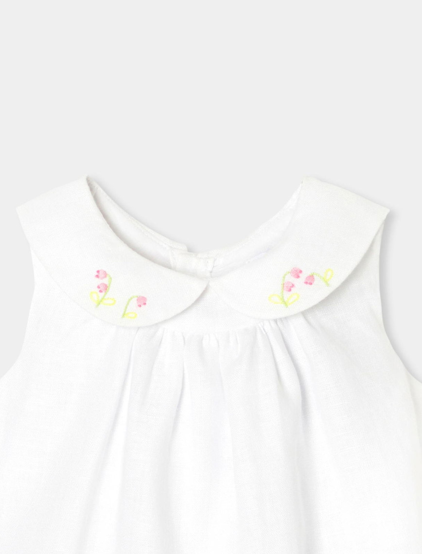 Jacadi Paris Yenidoğan Kız Bebek Keten Kısa Tulum Jacadi Paris Yenidoğan Kız Bebek Keten Kısa Tulum