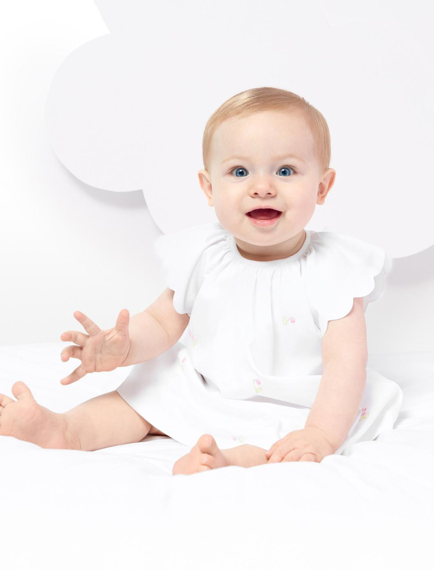 Jacadi Paris Yenidoğan Kız Bebek Fırfır Kollu İşlemeli Poplin Elbise Jacadi Paris Yenidoğan Kız Bebek Fırfır Kollu İşlemeli Poplin Elbise