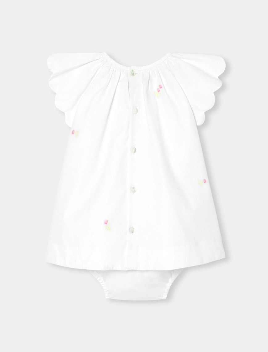 Jacadi Paris Yenidoğan Kız Bebek Fırfır Kollu İşlemeli Poplin Elbise Jacadi Paris Yenidoğan Kız Bebek Fırfır Kollu İşlemeli Poplin Elbise