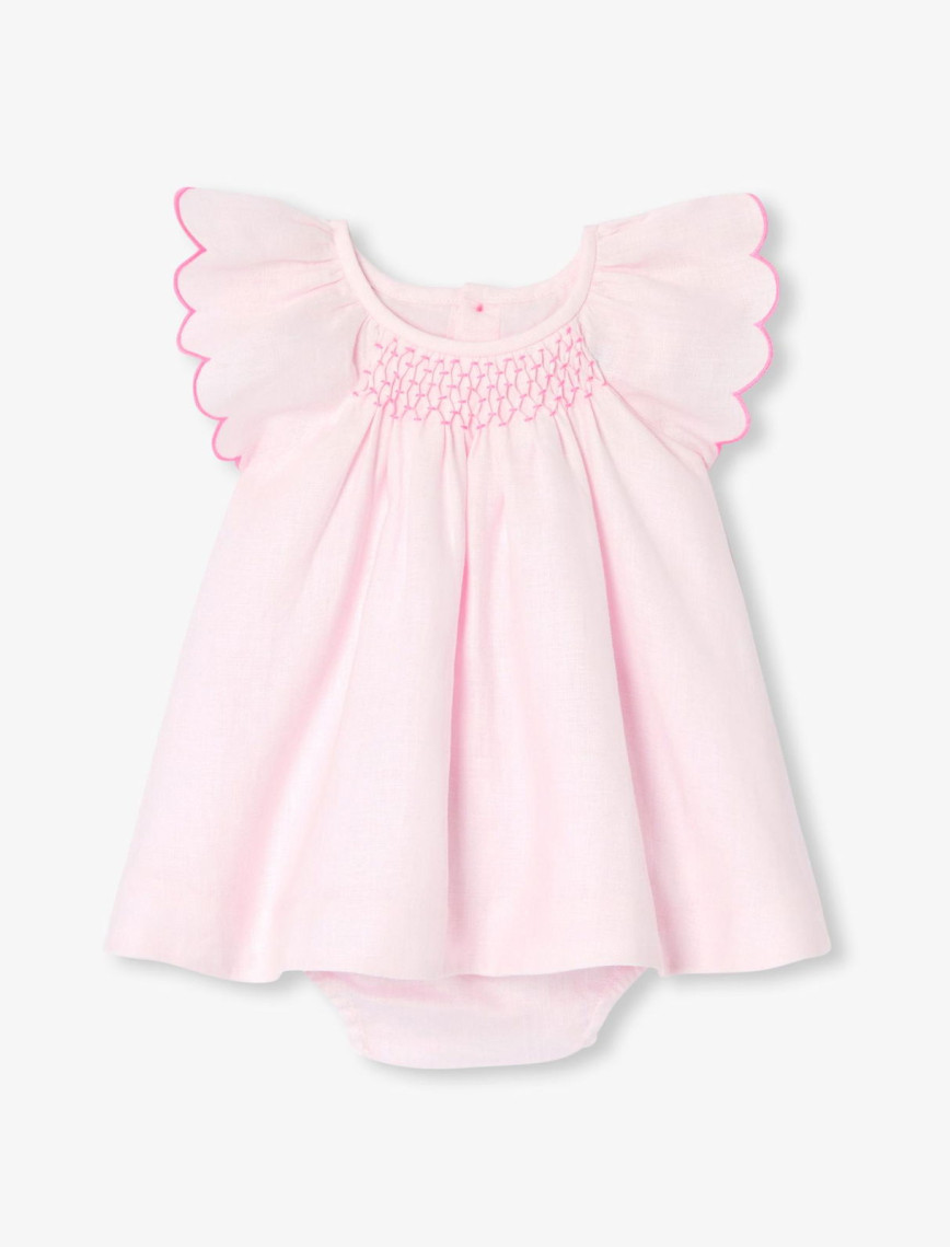 Jacadi Paris Yenidoğan Kız Bebek Fırfır Kollu Keten Elbise Jacadi Paris Yenidoğan Kız Bebek Fırfır Kollu Keten Elbise