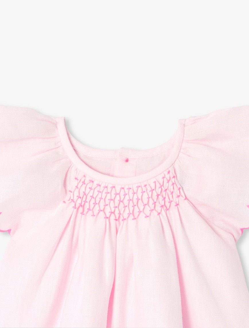 Jacadi Paris Yenidoğan Kız Bebek Fırfır Kollu Keten Elbise Jacadi Paris Yenidoğan Kız Bebek Fırfır Kollu Keten Elbise