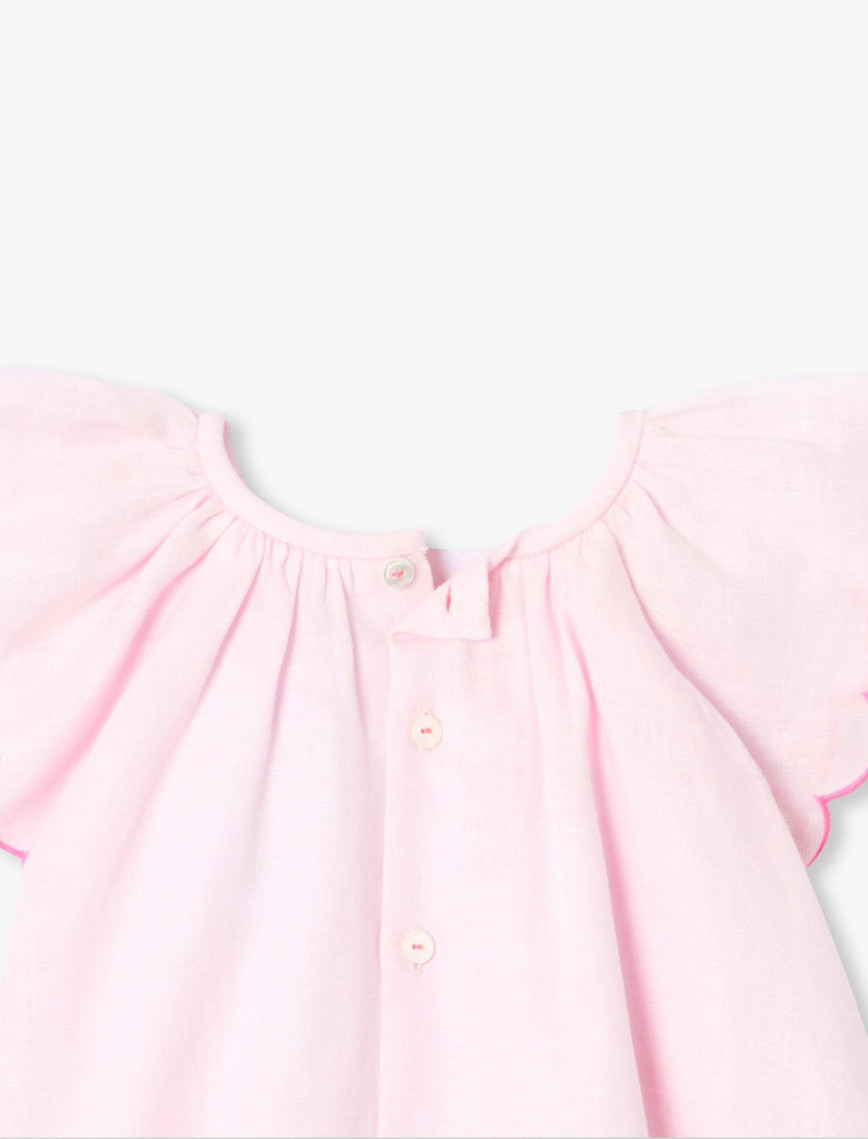 Jacadi Paris Yenidoğan Kız Bebek Fırfır Kollu Keten Elbise Jacadi Paris Yenidoğan Kız Bebek Fırfır Kollu Keten Elbise