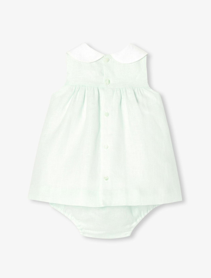 Jacadi Paris Yenidoğan Kız Bebek Peter Pan Yaka Keten Elbise Jacadi Paris Yenidoğan Kız Bebek Peter Pan Yaka Keten Elbise