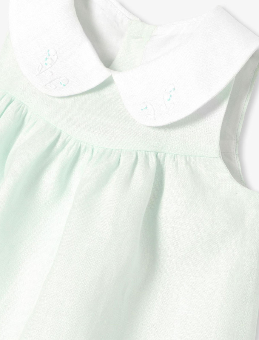 Jacadi Paris Yenidoğan Kız Bebek Peter Pan Yaka Keten Elbise Jacadi Paris Yenidoğan Kız Bebek Peter Pan Yaka Keten Elbise