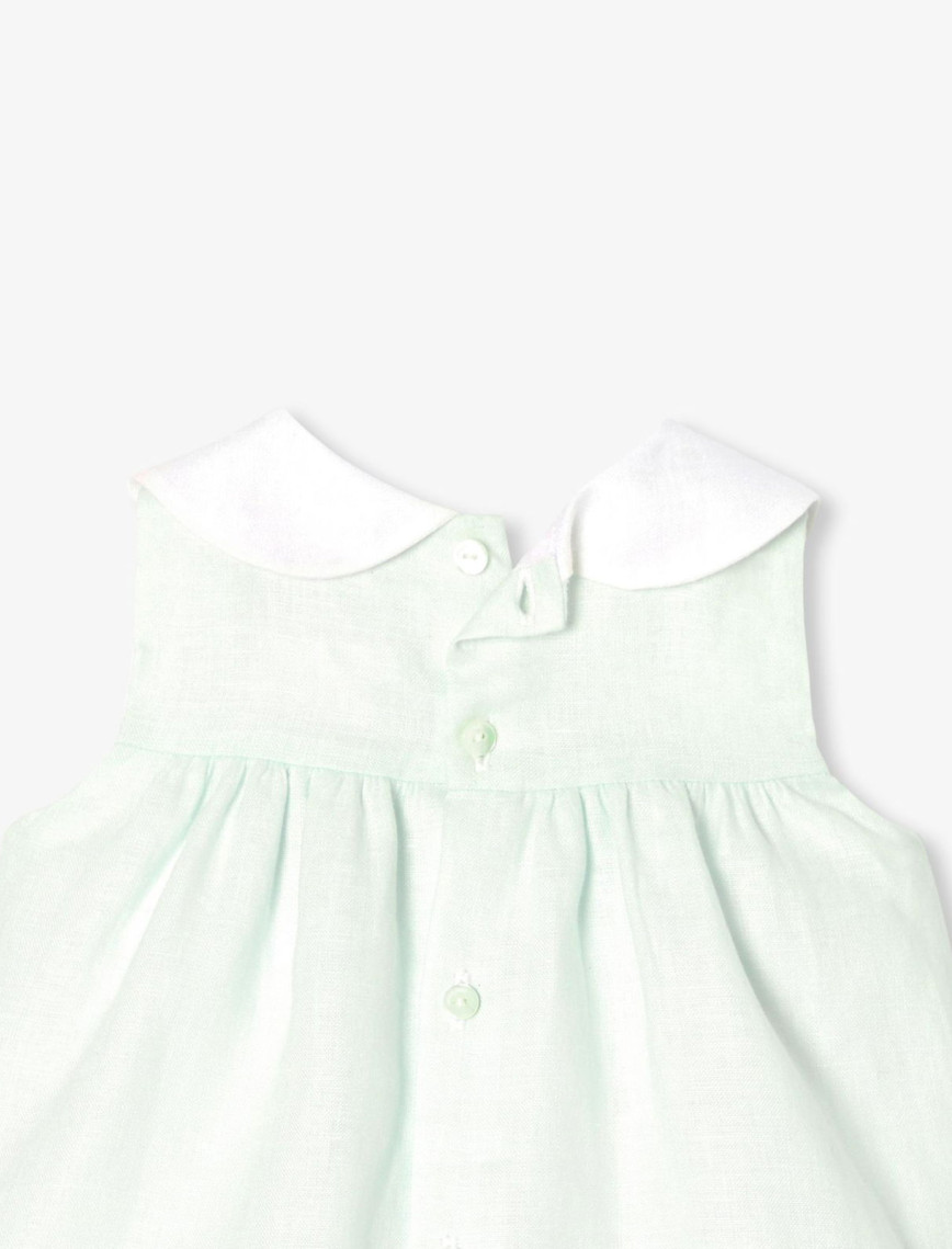 Jacadi Paris Yenidoğan Kız Bebek Peter Pan Yaka Keten Elbise Jacadi Paris Yenidoğan Kız Bebek Peter Pan Yaka Keten Elbise