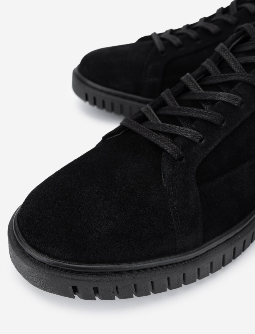 Valmenti Erkek Hakiki Deri Siyah Süet Sneakers & Spor Ayakkabı