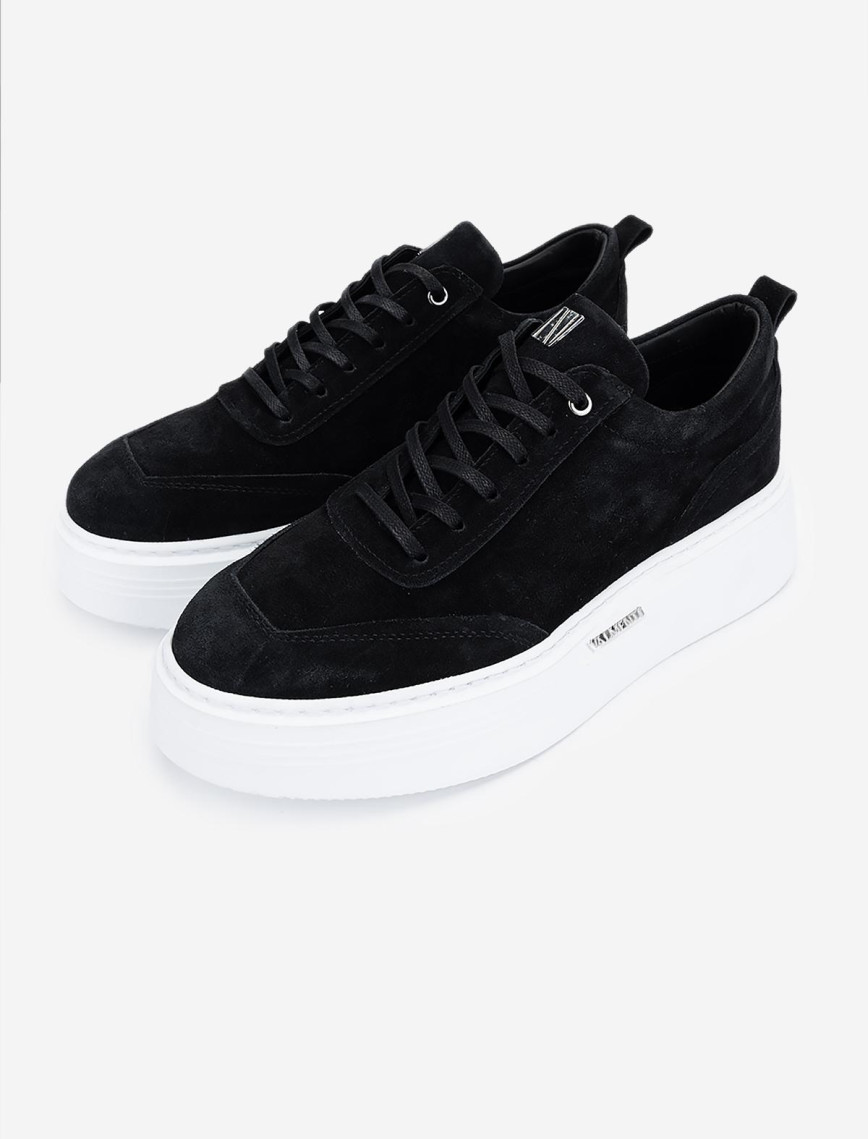 Valmenti Erkek Hakiki Deri Siyah Süet Sneakers & Spor Ayakkabı