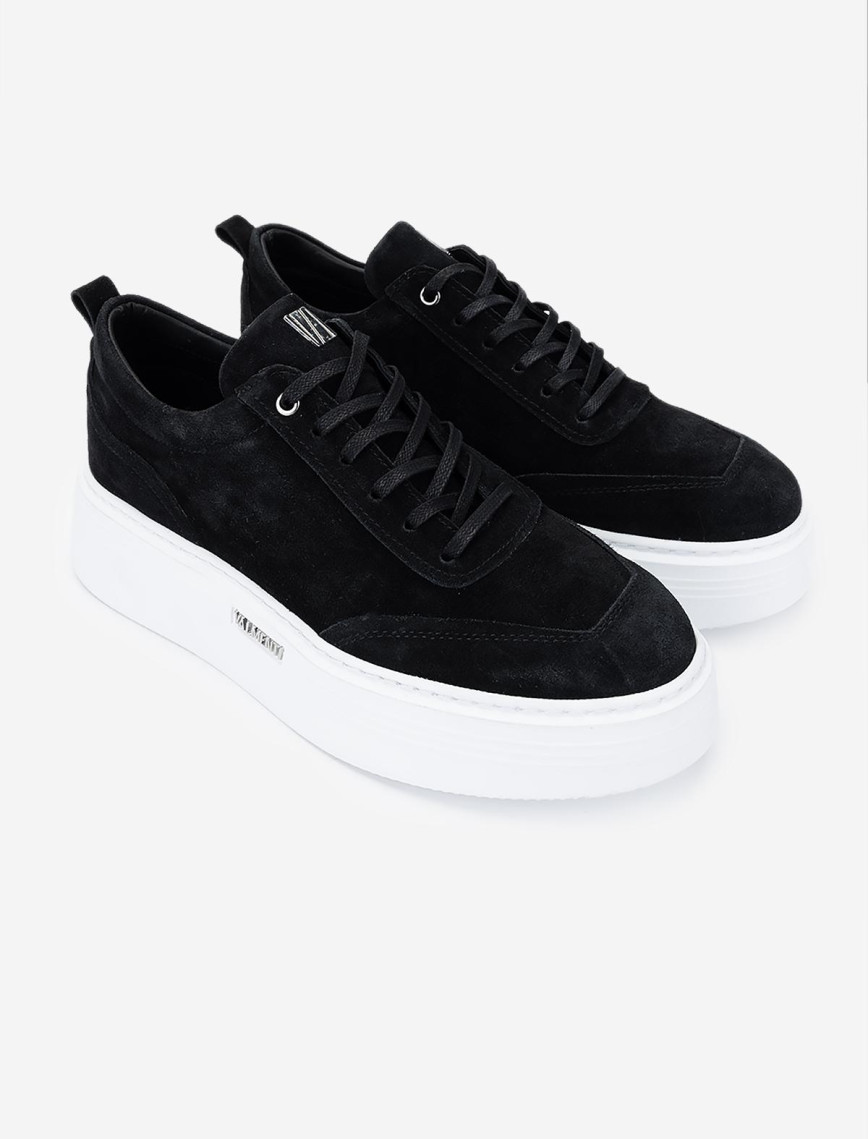 Valmenti Erkek Hakiki Deri Siyah Süet Sneakers & Spor Ayakkabı