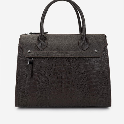 Valmenti Kadın Hakiki Deri Kahverengi Kroko Kol Çantası