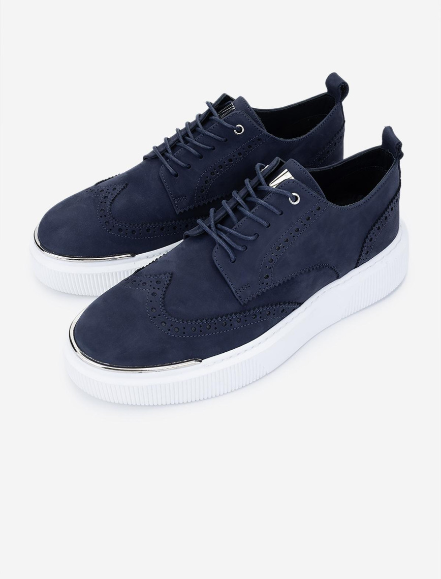 Valmenti Erkek Hakiki Deri Lacivert Nubuk Sneakers & Spor Ayakkabı