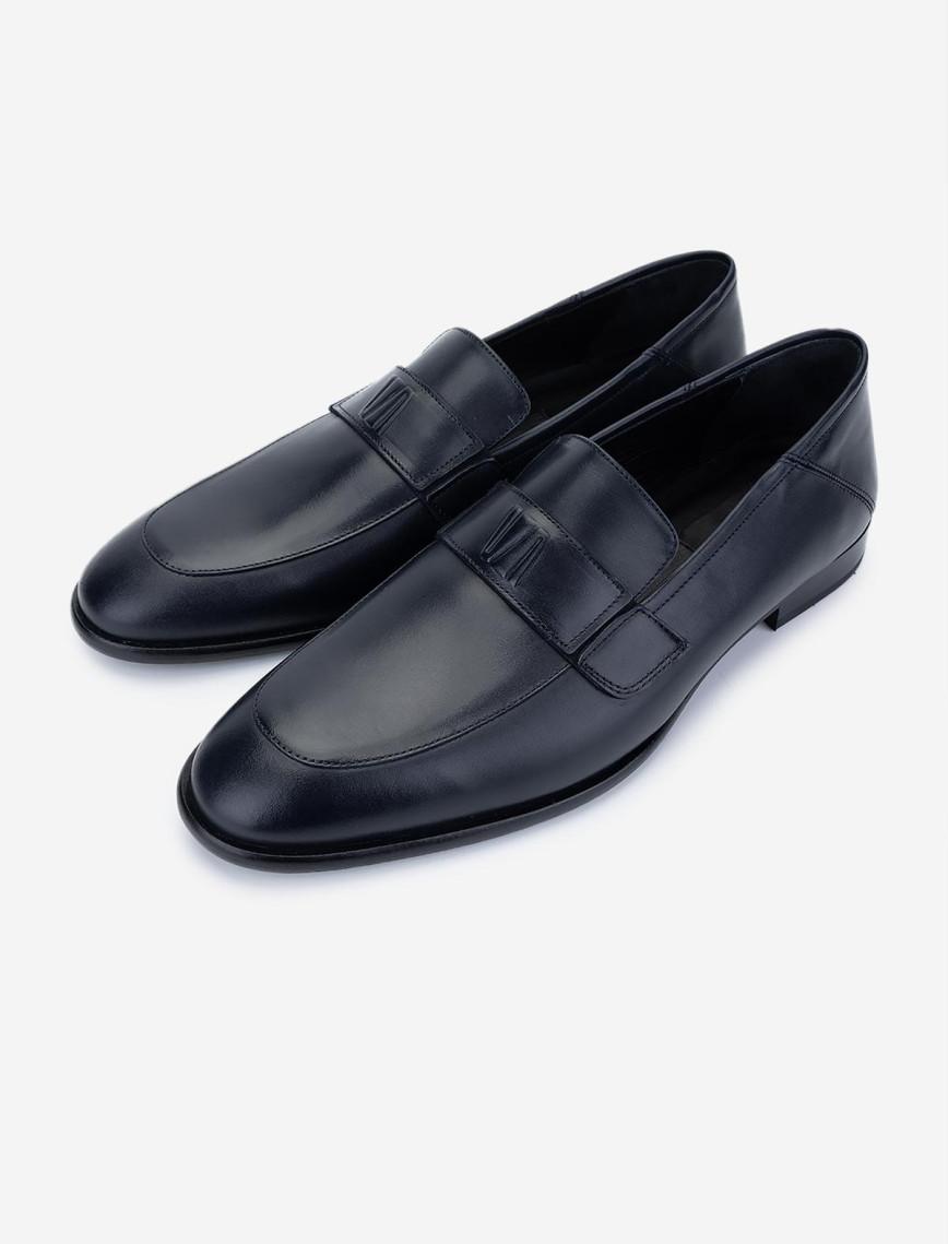 Valmenti Erkek Hakiki Deri Lacivert Klasik Ayakkabı