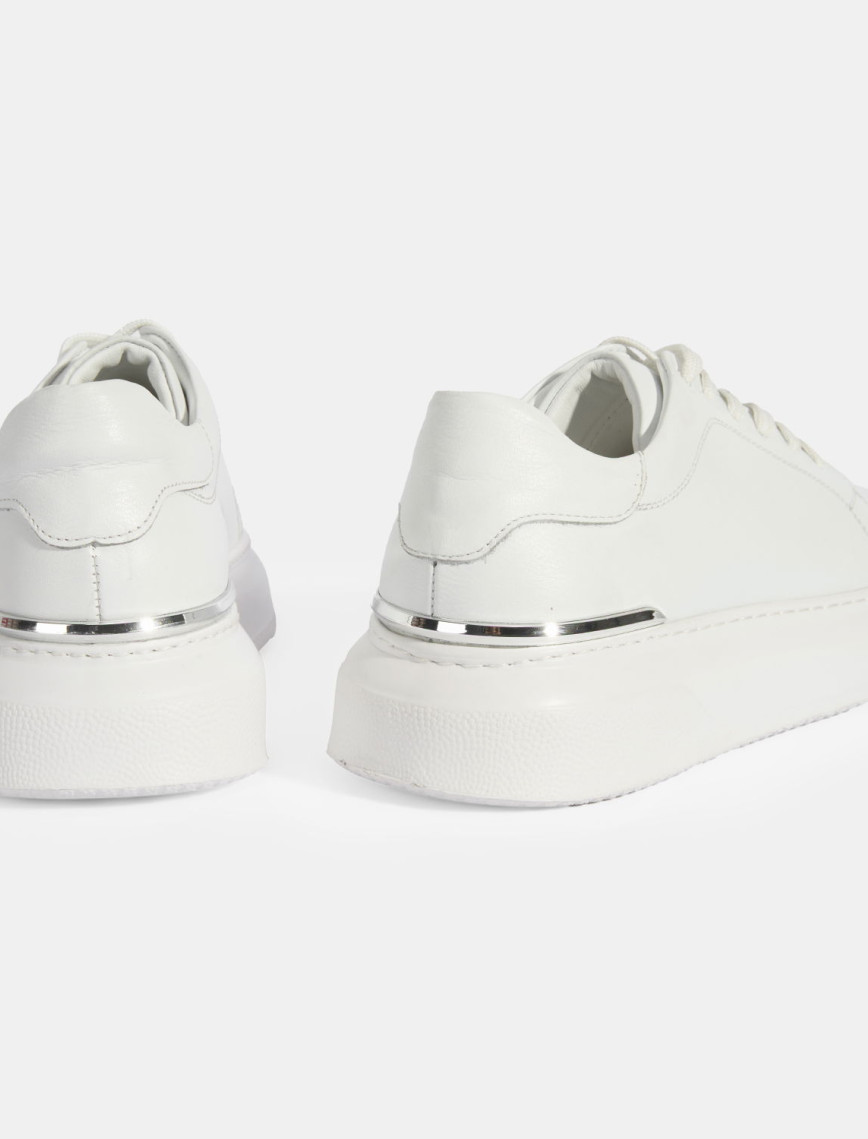 Erkek Beyaz Bağcıklı Deri Günlük Ayakkabı Erkek Beyaz Bağcıklı Deri Günlük Ayakkabı