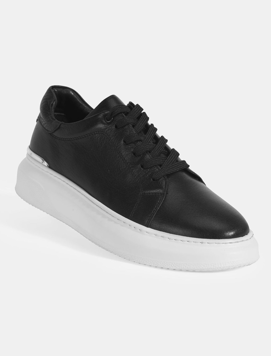 Erkek Siyah Bağcıklı Deri Günlük Ayakkabı Erkek Siyah Bağcıklı Deri Günlük Ayakkabı