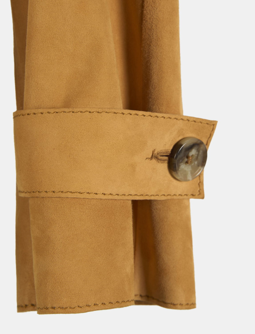 Limited Edition Kadın Turuncu Belden Bağlamalı Süet Kısa Trençkot Limited Edition Kadın Turuncu Belden Bağlamalı Süet Kısa Trençkot