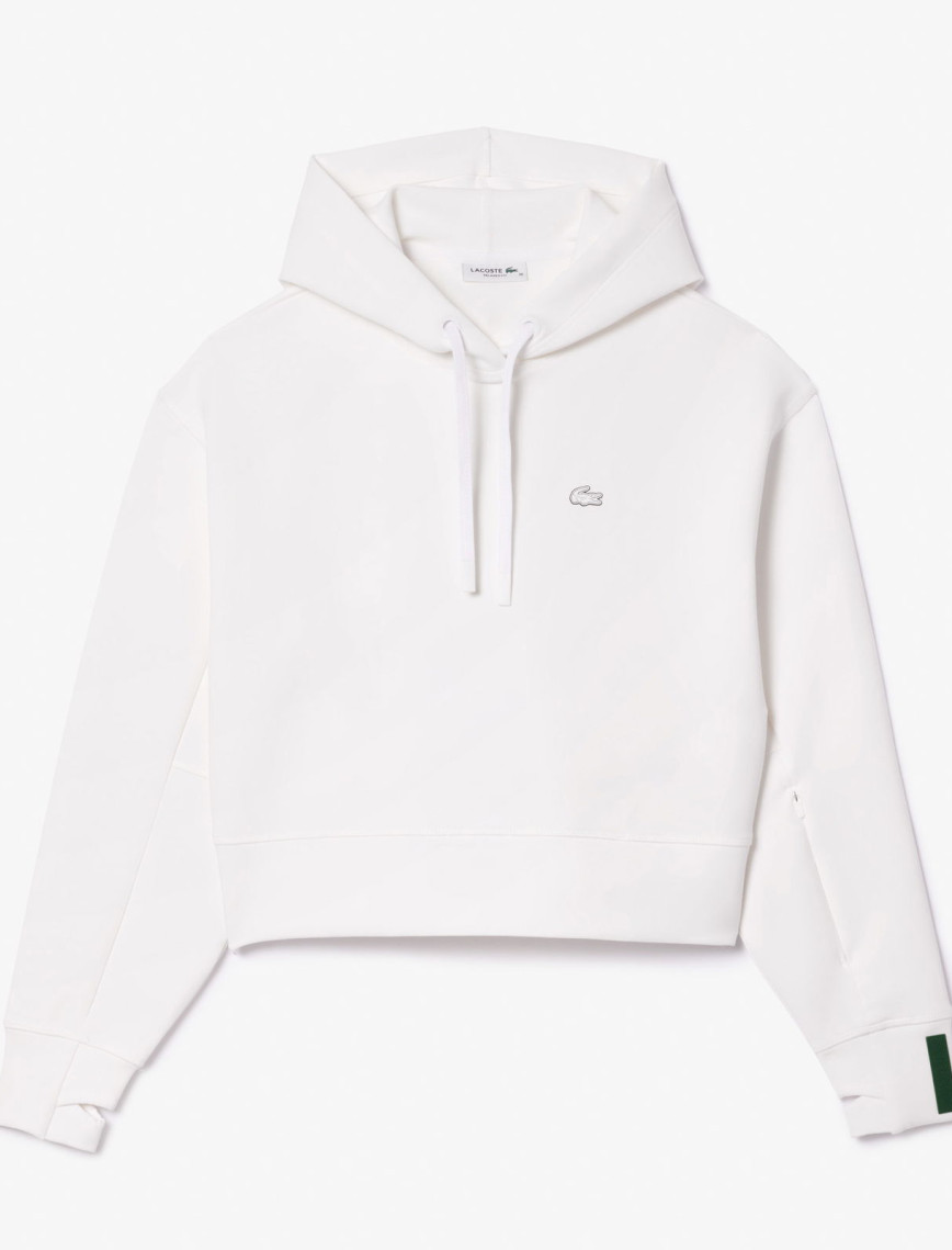 Lacoste Kadın Relaxed Fit Kapüşonlu Beyaz Sweatshirt Lacoste Kadın Relaxed Fit Kapüşonlu Beyaz Sweatshirt