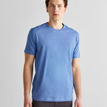 GANT Erkek Mavi Regular Fit Bisiklet Yaka Çizgili T-Shirt GANT Erkek Mavi Regular Fit Bisiklet Yaka Çizgili T-Shirt