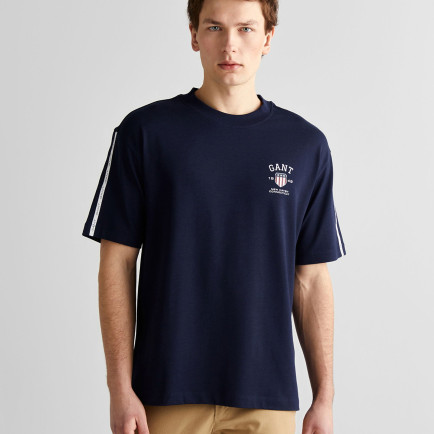 GANT Erkek Lacivert Relaxed Fit Bisiklet Yaka Logolu T-Shirt GANT Erkek Lacivert Relaxed Fit Bisiklet Yaka Logolu T-Shirt