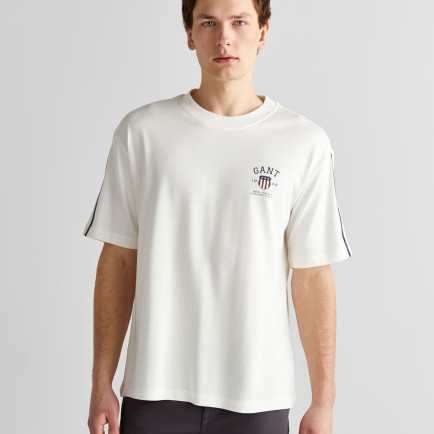 GANT Erkek Krem Relaxed Fit Bisiklet Yaka Logolu T-Shirt GANT Erkek Krem Relaxed Fit Bisiklet Yaka Logolu T-Shirt