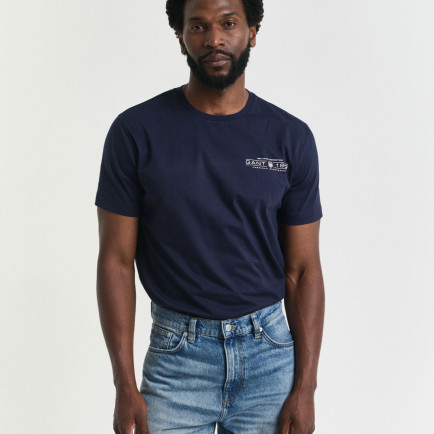 GANT Erkek Lacivert Regular Fit Bisiklet Yaka Logolu T-Shirt GANT Erkek Lacivert Regular Fit Bisiklet Yaka Logolu T-Shirt