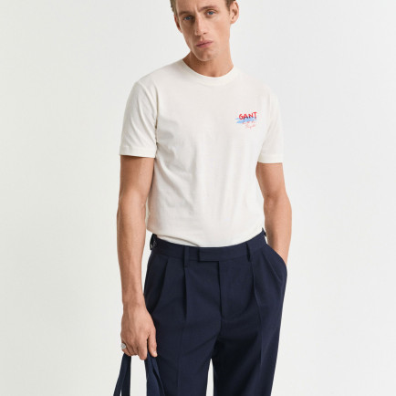 GANT Erkek Krem Regular Fit Bisiklet Yaka Logolu T-Shirt GANT Erkek Krem Regular Fit Bisiklet Yaka Logolu T-Shirt