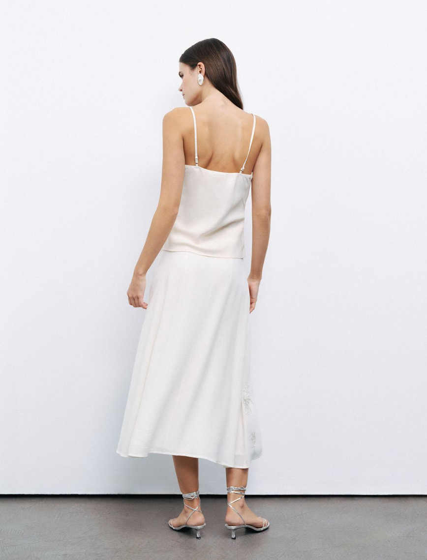 Boncuk Brodeli Midi Etek Boncuk Brodeli Midi Etek