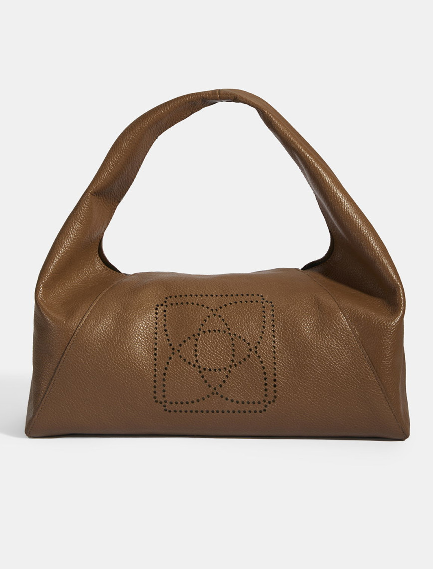 Kadın Beyaz Logo Baskılı Deri Omuz Çantası Kadın Beyaz Logo Baskılı Deri Omuz Çantası